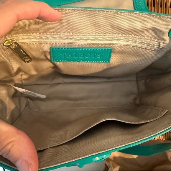 Talbots Green Pebble Leather Crossbody Handbag Purse Anchor Coastal Colorful - Picture 13 of 13